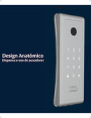 Fechadura Eletronica Papaiz Sobrepor Sl140 Bio Prata Senha Biometria Fechamento Automático Direita/Esquerda