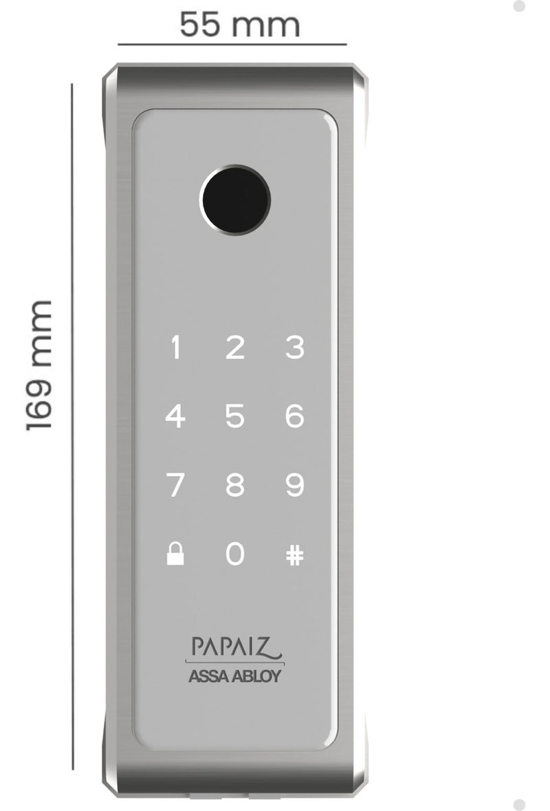 Fechadura Eletronica Papaiz Sobrepor Sl140 Bio Prata Senha Biometria Fechamento Automático Direita/Esquerda