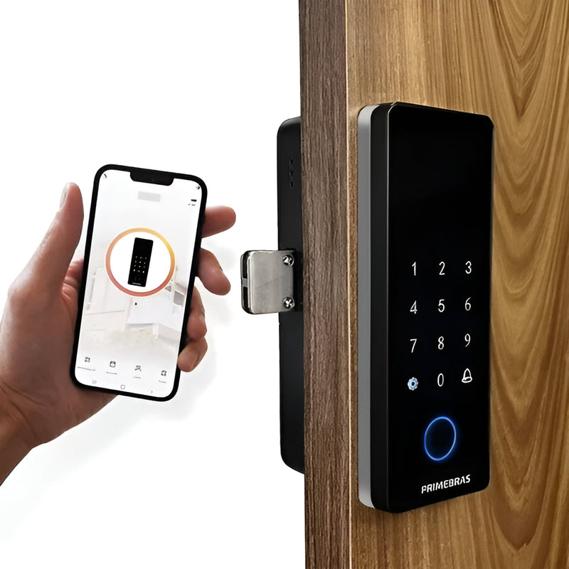 Fechadura Digital Biométrica Primebras Athenas Madeira - C/ INSTALAÇÃO