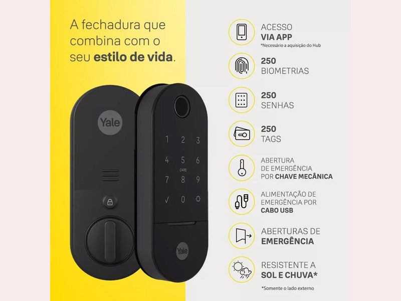 Fechadura Eletrônica Yale Lia Preta Fosca C/ INSTALAÇÃO - 4 ANOS DE GARANTIA