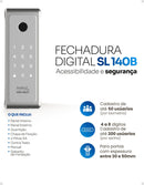 Fechadura Eletronica Papaiz Sobrepor Sl140 Bio Prata Senha Biometria Fechamento Automático Direita/Esquerda