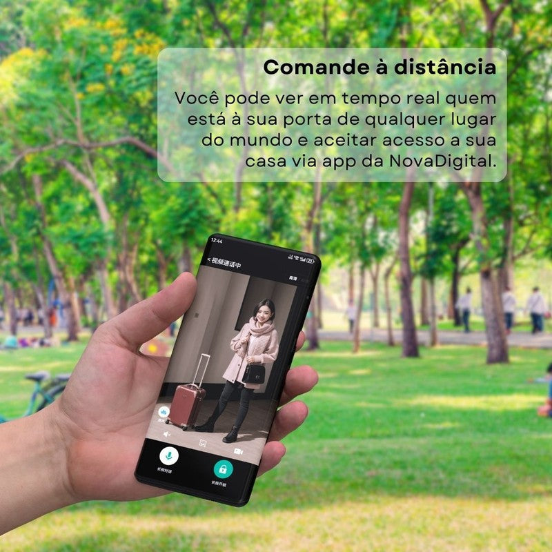 Fechadura Inteligente WiFi Câmera Biometria Face ID SL-IDE Elite Bateria Recarregável Preta - C/INSTALAÇÃO