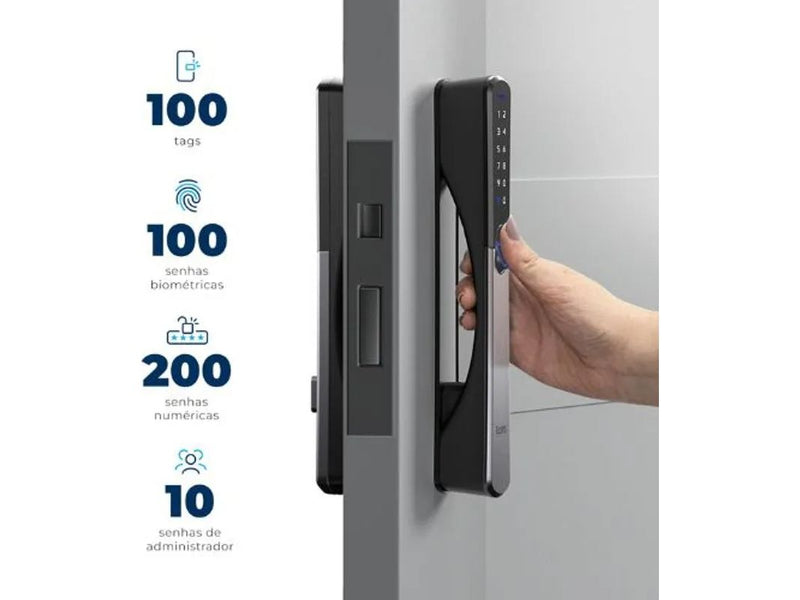 Fechadura Digital Elsys Samba Rolete Wi-fi Ip55 Externa Chuva Sol Tuya Smartlife Biométrica - com instalação