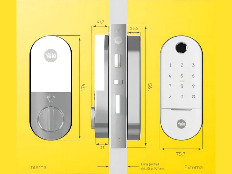 Fechadura Digital Yale Lia Branca - C/INSTALAÇÃO - 4 ANOS DE GARANTIA