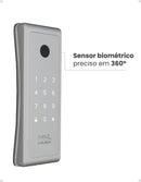 Fechadura Eletronica Papaiz Sobrepor Sl140 Bio Prata Senha Biometria Fechamento Automático Direita/Esquerda