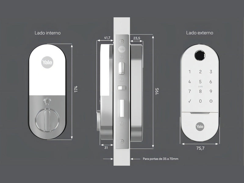 Fechadura Digital Yale Lia Branca - C/INSTALAÇÃO - 4 ANOS DE GARANTIA