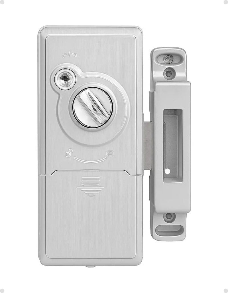 Fechadura Eletronica Papaiz Sobrepor Sl140 Bio Prata Senha Biometria Fechamento Automático Direita/Esquerda