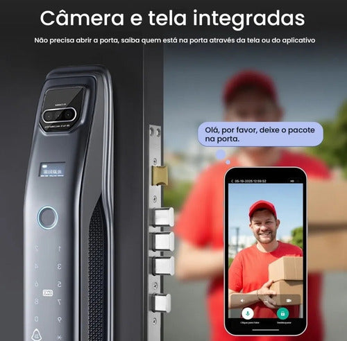 Fechadura Digital Eletrônica Smartlock Biométrica Inteligente Face Id - C INSTALAÇÃO