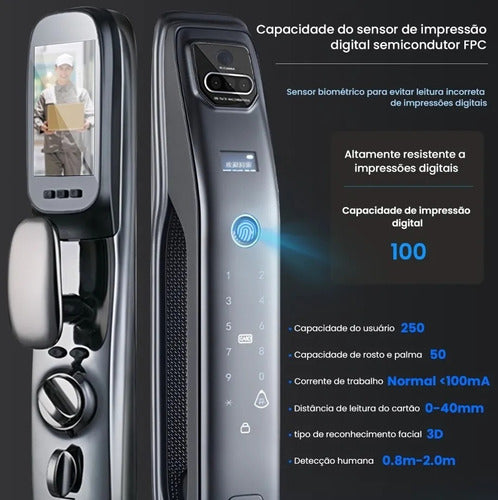 Fechadura Digital Eletrônica Smartlock Biométrica Inteligente Face Id - C INSTALAÇÃO