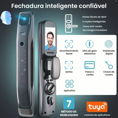 Fechadura Digital Eletrônica Smartlock Biométrica Inteligente Face Id - C INSTALAÇÃO