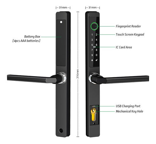 Fechadura Elétrica Smatlock Ttlock App P/ Porta de Aluminio ou ferro - Com Instalação